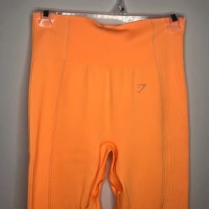 Orange gym shark seamless leggings